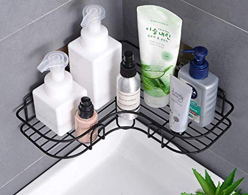 VDHJA SelfAdhesive Metal Bathroom Corner Rack Storage Shelves Bathroom Storage Rack Corner Steel Bathroom Corner Shelf Organizer Storage Bathroom ShelfShelves CornerShiny Black - Image 5