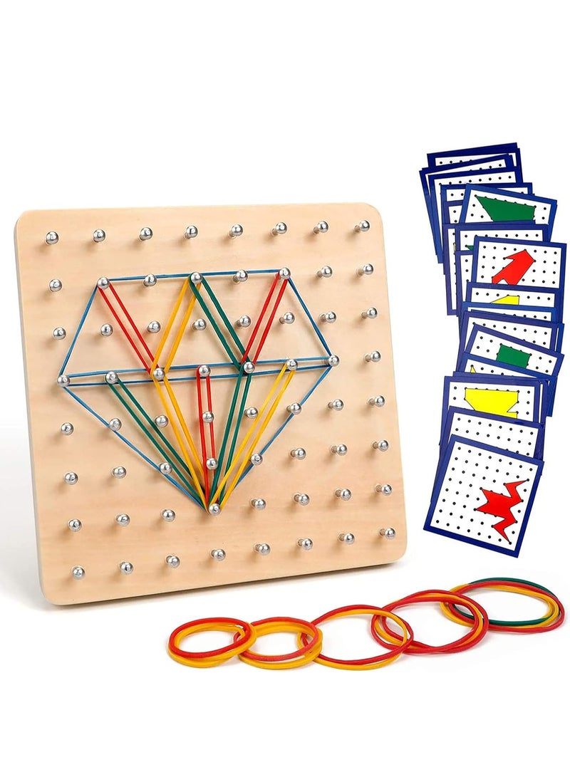 Wooden Board Game for Kids, with Cards and Rubber Rings,  - Image 1