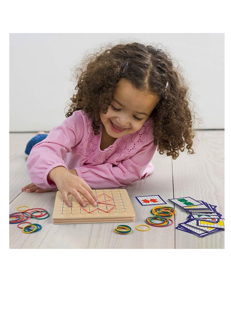 Wooden Board Game for Kids, with Cards and Rubber Rings,  - Image 3