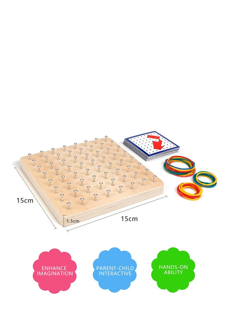 Wooden Board Game for Kids, with Cards and Rubber Rings,  - Image 2