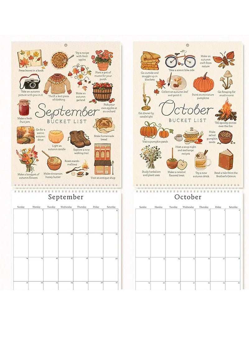General - 2025 Bucket List Calendar - 12 Month Large Double Spiral Wire Binding Bucket List Wall Calendar To-Do List & Notes, Monthly Calendar 2025 for Planning or Organizing - Image 1