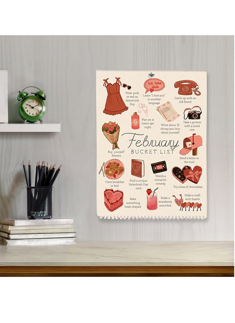 General - 2025 Bucket List Calendar - 12 Month Large Double Spiral Wire Binding Bucket List Wall Calendar To-Do List & Notes, Monthly Calendar 2025 for Planning or Organizing - Image 1