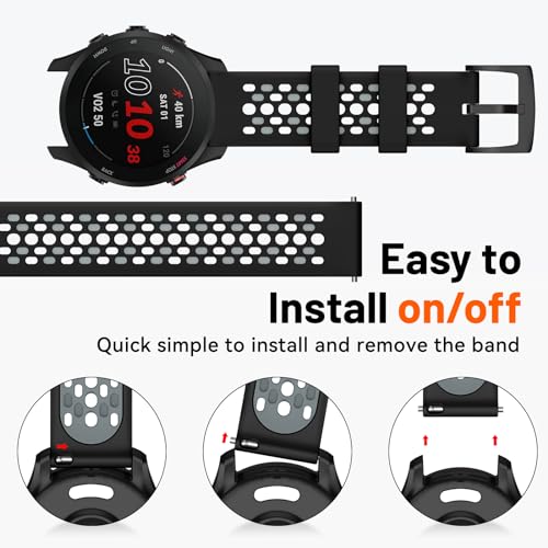 MYSNBKN Compatible with Garmin Forerunner 265 Replacement Band,Quick Release 22mm Watch Band for Forerunner 255,Vivoactive 4,Venu 2,Venu 3 Smartwatch - Image 3
