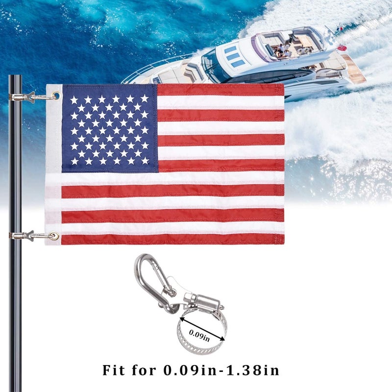 FLAGMESAGE Universal Boat Flag Marine with 4 Boat Flag Pole Kits USA Flag with 50 Embroidered Stars American Boat Flag - Image 5