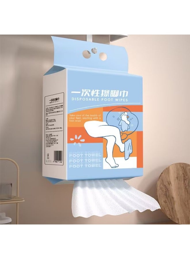 Disposable Household Lazy Foot Wipe Paper Thickened Water Absorbent Dry And Wet Dual-purpose Towel Extraction Foot Bath Water Absorbent Foot Wipe Cloth-Color:Printed Style [25*25-200 Sheets] - Image 1