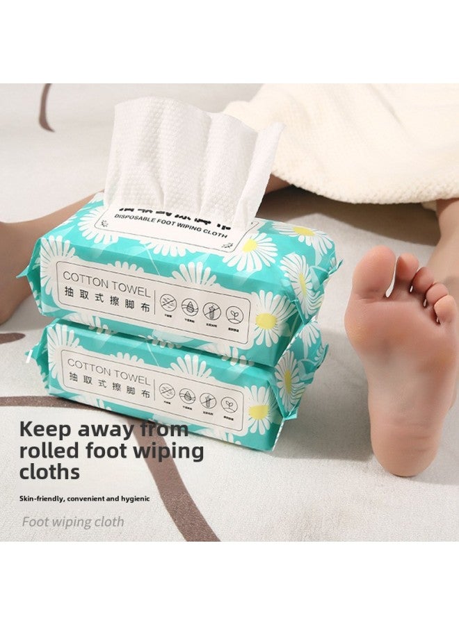 Disposable Household Lazy Foot Wipe Paper Thickened Water Absorbent Dry And Wet Dual-purpose Towel Extraction Foot Bath Water Absorbent Foot Wipe Cloth-Color:Printed Style [25*25-200 Sheets] - Image 3