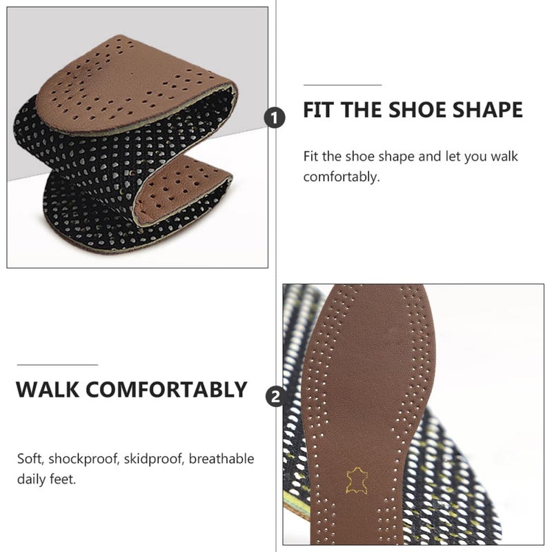 Men Leather Anti Slip Insoles Breathable Sweat Absorbing Shoe Inserts Size 46 - Image 4