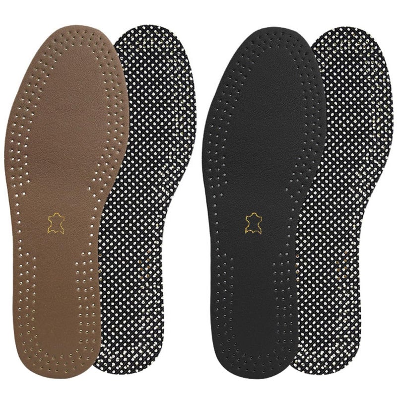 Men Leather Anti Slip Insoles Breathable Sweat Absorbing Shoe Inserts Size 46 - Image 2