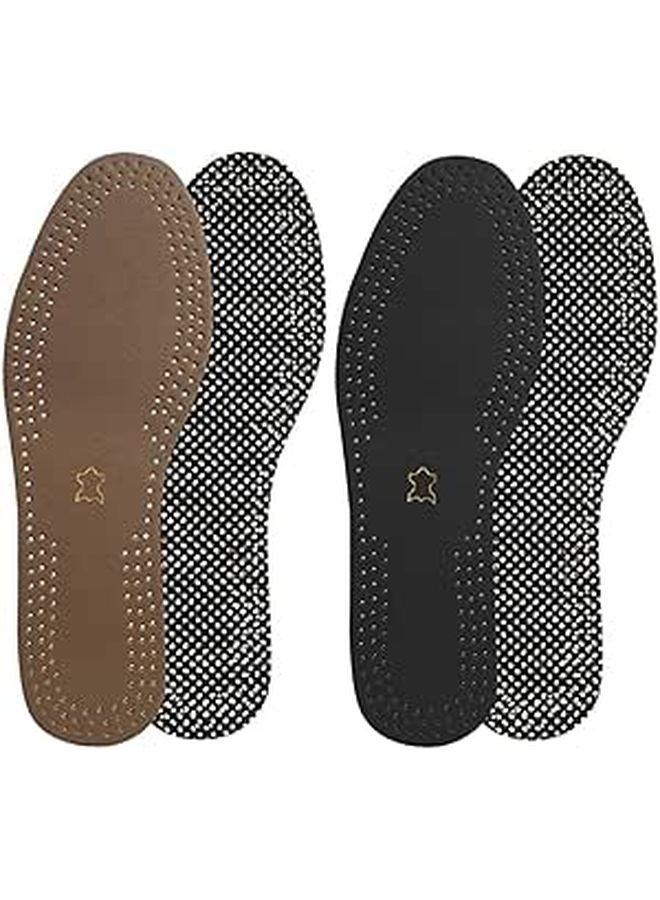 Men Leather Anti Slip Insoles Breathable Sweat Absorbing Shoe Inserts Size 46 - Image 1