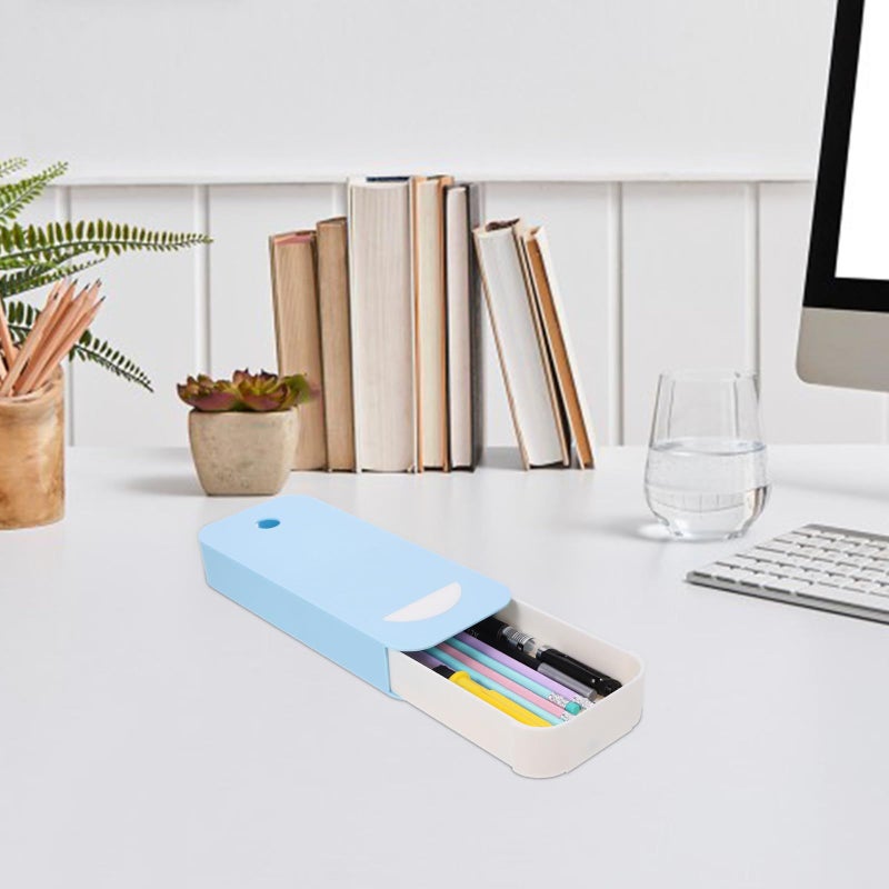 Coheali Desk Drawer Organizer Pen Holder Desktop Storage Box Blue Multifunctional Stationery Organizer For Office Student Desk Accessories - Image 4