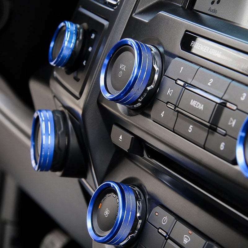 Keptrim Blue Aluminum Knob Ring Trim for Ford F150 - Image 3