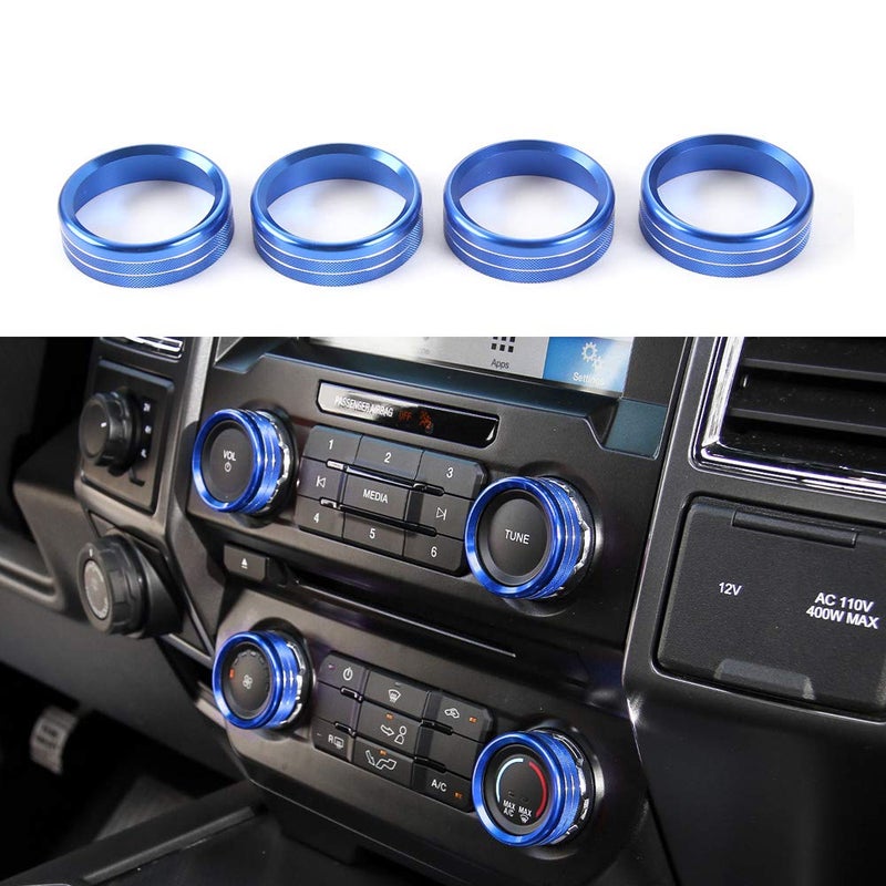 Keptrim Blue Aluminum Knob Ring Trim for Ford F150 - Image 1