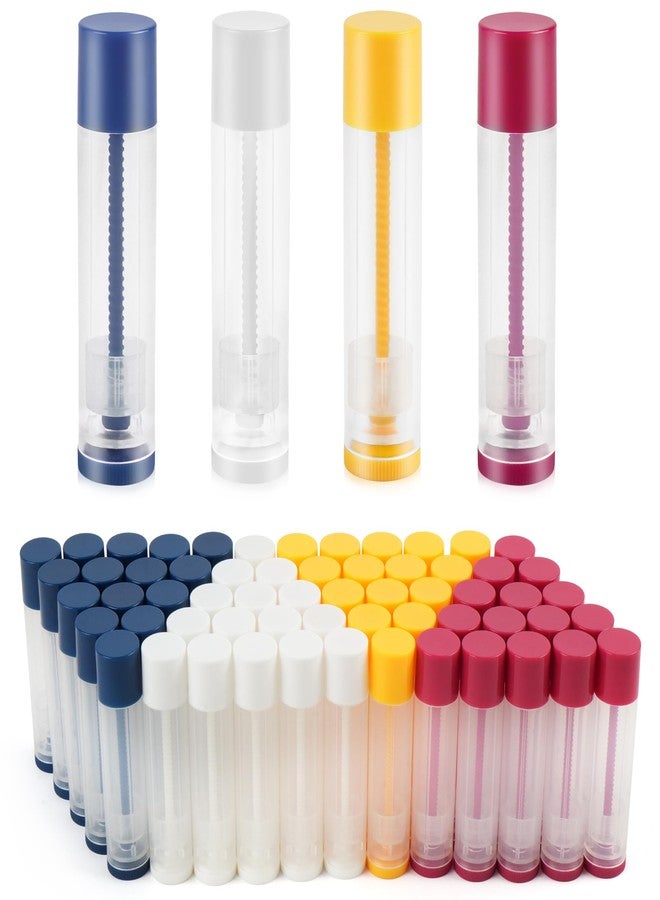 LotFancy Lip Balm Tubes, 60 Empty, 5.5ml, Clear Plastic Containers with 4 Color Caps, BPA Free, Leak Free, Refillable (Yellow White Blue Red) - Image 1