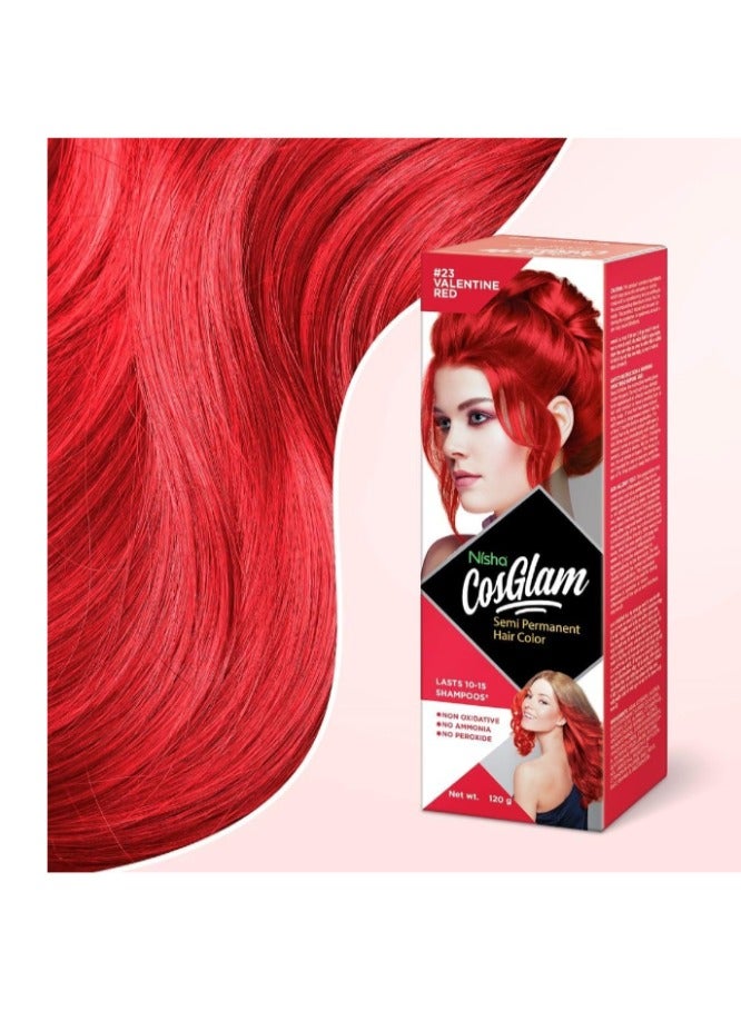 Nisha Cosglam Vegan And Cruelty Free Semi Permanent Hair Color Bright Red Hair Dye With Infused Conditioner No Ammonia Hair Highlights For Long Hair 120g 406 Fl Oz 23 Valentine Red - Image 2