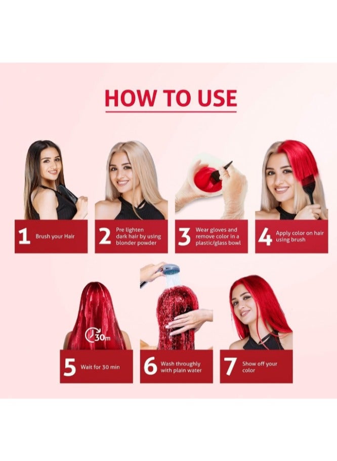 Nisha Cosglam Vegan And Cruelty Free Semi Permanent Hair Color Bright Red Hair Dye With Infused Conditioner No Ammonia Hair Highlights For Long Hair 120g 406 Fl Oz 23 Valentine Red - Image 3