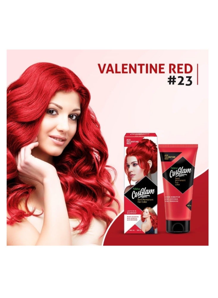 Nisha Cosglam Vegan And Cruelty Free Semi Permanent Hair Color Bright Red Hair Dye With Infused Conditioner No Ammonia Hair Highlights For Long Hair 120g 406 Fl Oz 23 Valentine Red - Image 4