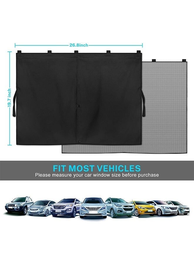 Car Window Shades, 2 PCS Magnetic Double Layer Car Sun Shade for Side Windows, Full Shade/Half Shade Options Black Car Window Curtain for Heat/UV Protection, for Camping Travel(Black-2pcs) - Image 5