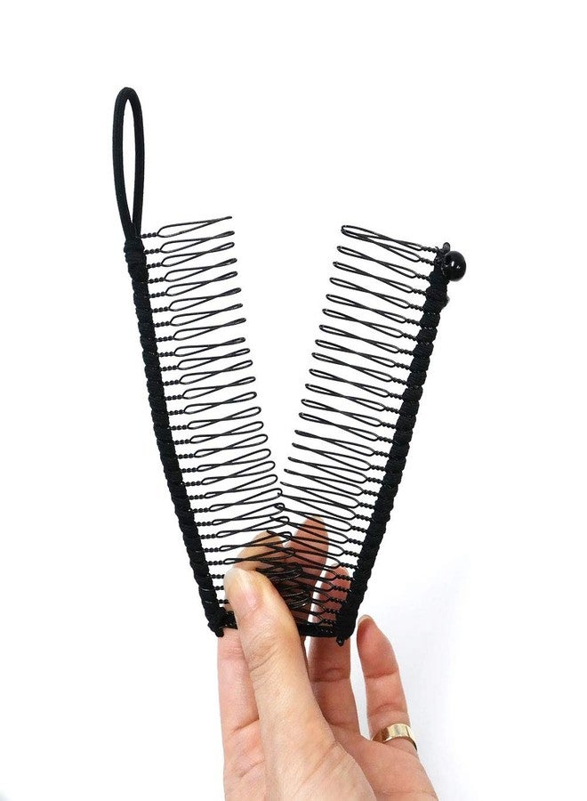 GETACOTA 2 Pieces Hair Clips for Thick Hair, Adjustable Stretch Ponytail Holder Accessory, Double Combs, Thick Curly Heavy Hair Grip, Styling Maker Tool Clincher for Girls and Women (black 2p) - Image 2