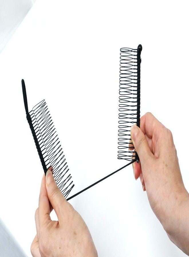 GETACOTA 2 Pieces Hair Clips for Thick Hair, Adjustable Stretch Ponytail Holder Accessory, Double Combs, Thick Curly Heavy Hair Grip, Styling Maker Tool Clincher for Girls and Women (black 2p) - Image 3