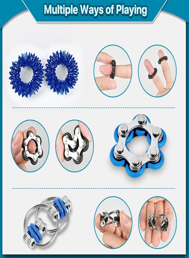 Dr.Kbder Fidget Toys Adults Pack 6Pcs, EDC Fidgeting Game for Kids Teen Cool Mini Gadget Desk Toys Figette Spinner Figits Rings Classroom ADHD Stress Anxiety Relief Toy Unique Gift for Boys Girls-Blue - Image 4