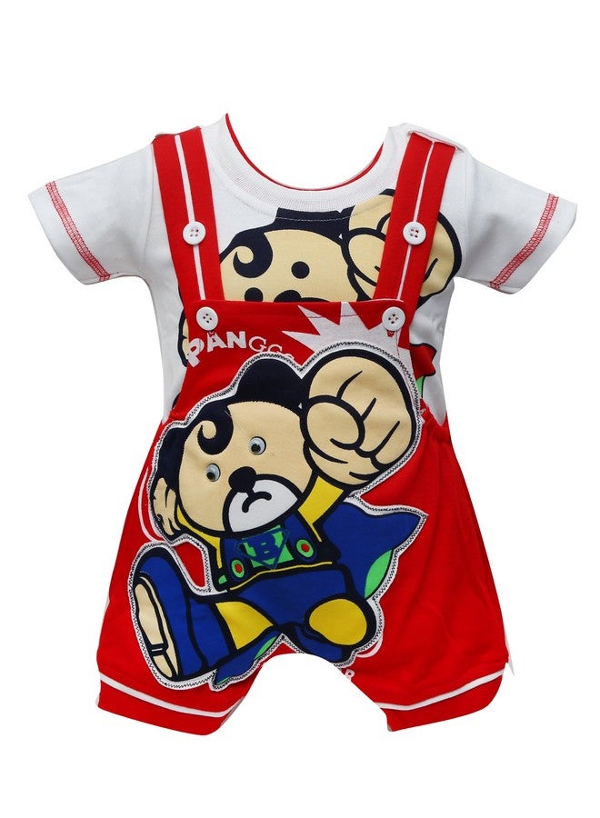 Balloons Unisex Baby Romper Cotton-Dungaree Set (6 Months to 12 Months) Red - Image 1