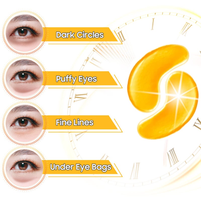 Adofect Collagen Powder Eye Mask 30 Pairs Gold Under Eye Gel Pads, Hyaluronic Acid Under Eye Mask Gel Patches for Puffy Eye Reducing Dark Circles, Eye Bags, Wrinkle, Refresh Your Eyes, Gold - Image 2