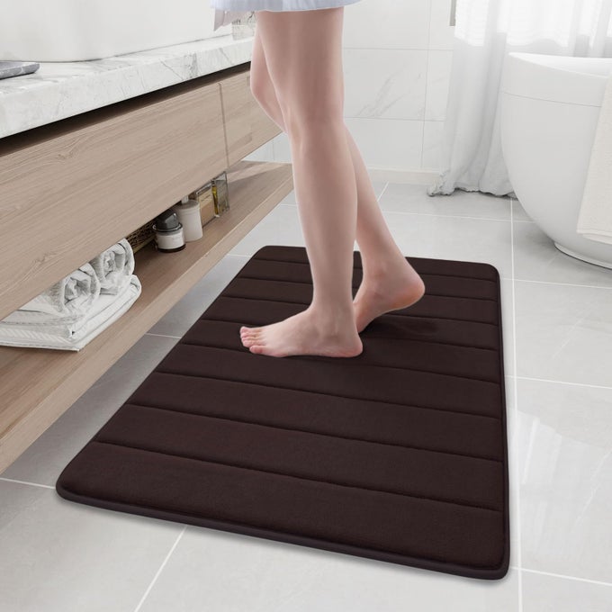 MEMORY FOAM BATH MAT 354 X 24 ULTRA SOFT AND NONSLIP BATHROOM RUGS WATER ABSORBENT AND MACHINE WASHABLE BATH RUG RUNNER FOR BATHROOM SHOWER AND TUB BROWN