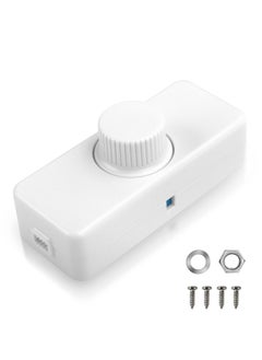 LED Dimmer Inline LED Dimmer Switch 1 Gang 220V-240V Trailing Edge Dimmer Full Range Rotary Dimmer Switch for 3 100W Dimmable LED Incandescent Halogen Bulbs for Table Lamp Floor Lamp White