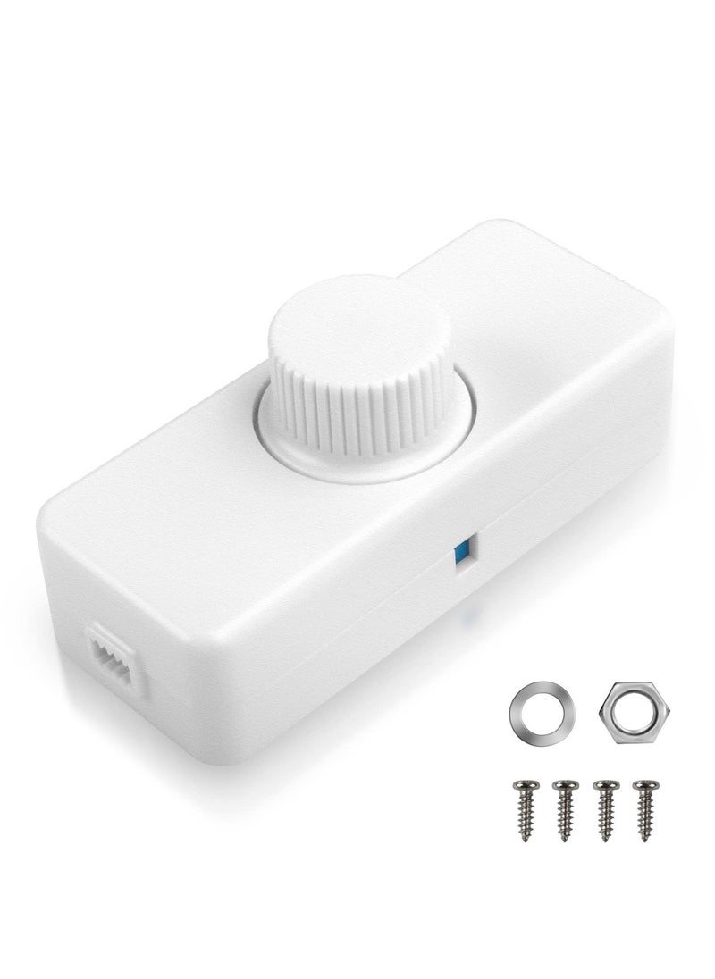 SYOSI - LED Dimmer Inline LED Dimmer Switch 1 Gang 220V-240V Trailing Edge Dimmer Full Range Rotary Dimmer Switch for 3 100W Dimmable LED Incandescent Halogen Bulbs for Table Lamp Floor Lamp White - Image 1