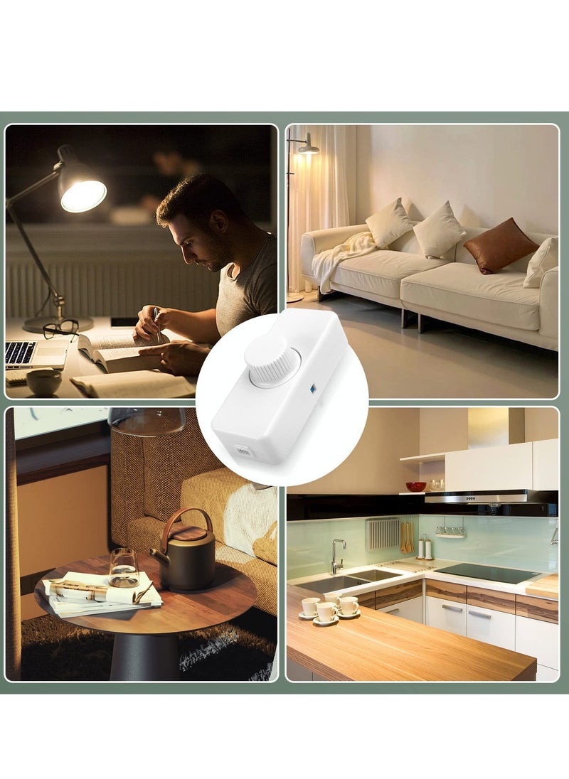 SYOSI - LED Dimmer Inline LED Dimmer Switch 1 Gang 220V-240V Trailing Edge Dimmer Full Range Rotary Dimmer Switch for 3 100W Dimmable LED Incandescent Halogen Bulbs for Table Lamp Floor Lamp White - Image 1