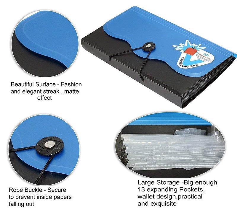 Peeplvalue Expanding Cheque Book Holder Case Pouch, 12 Pocket Multi Passbook Holder| Bill Folder |Passport| Memo Cards|Cash Storage Pouch Organizer with Elastic Swing (Multi Color) (Pack of 5) - Image 4