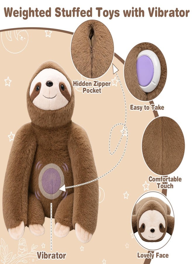 Joyreal Sloth Sensory Weighted Vibrating Pillow, Pressure Activated for Kids Adults, Plush Minky Soft Size: 11 by 21 inches Pillow Animal for Focus & Balance for Gift Birthday Autistic (Brown) - Image 4