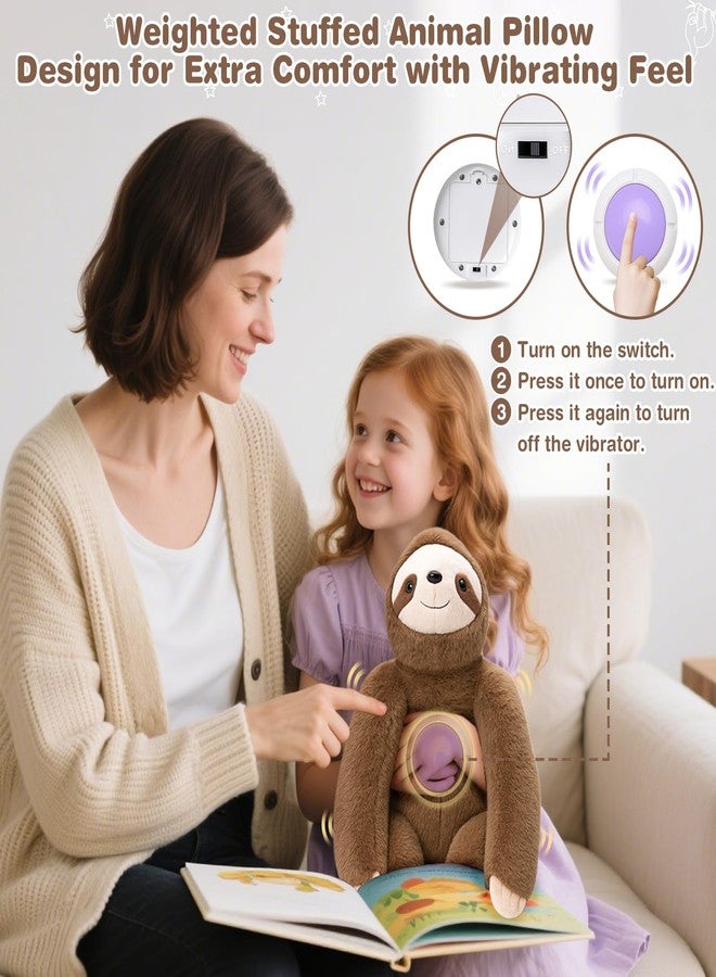 Joyreal Sloth Sensory Weighted Vibrating Pillow, Pressure Activated for Kids Adults, Plush Minky Soft Size: 11 by 21 inches Pillow Animal for Focus & Balance for Gift Birthday Autistic (Brown) - Image 2