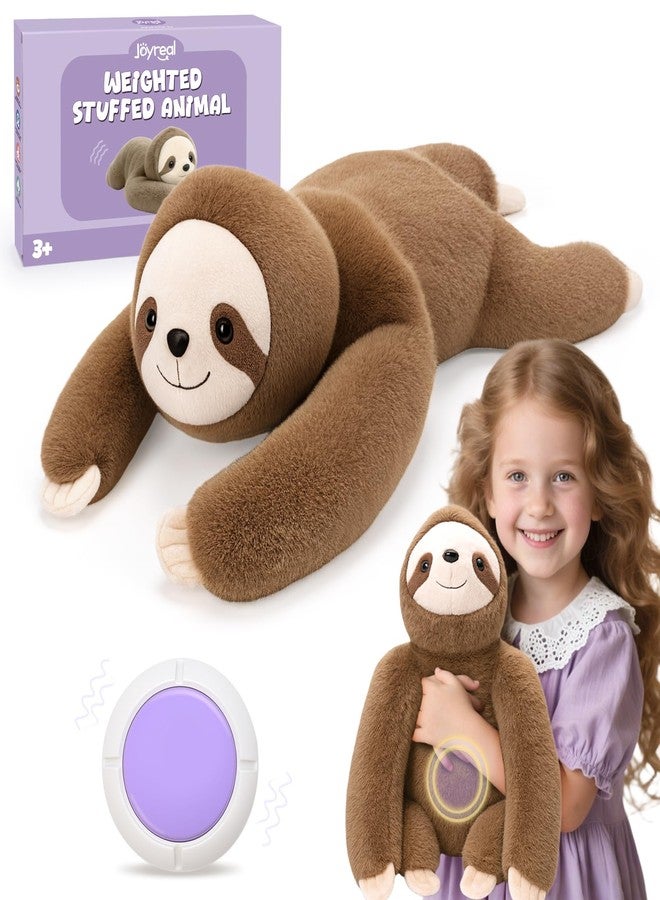 Joyreal Sloth Sensory Weighted Vibrating Pillow, Pressure Activated for Kids Adults, Plush Minky Soft Size: 11 by 21 inches Pillow Animal for Focus & Balance for Gift Birthday Autistic (Brown) - Image 1