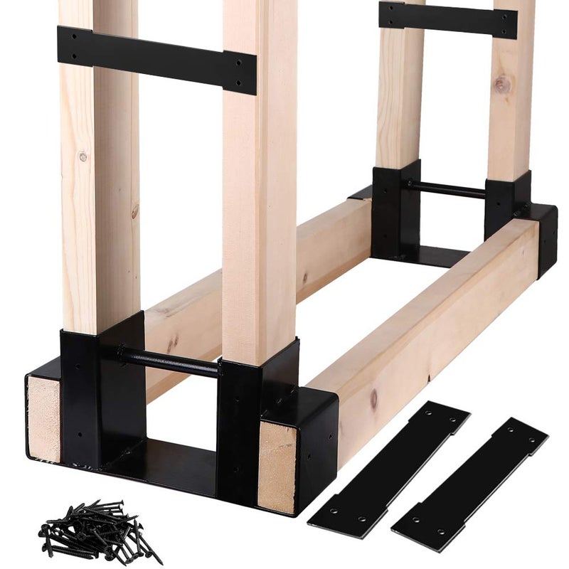 MOFEEZ Outdoor Firewood Log Storage Rack Bracket Kit,Fireplace Wood Storage Holder-Adjustable to Any Length - Image 1