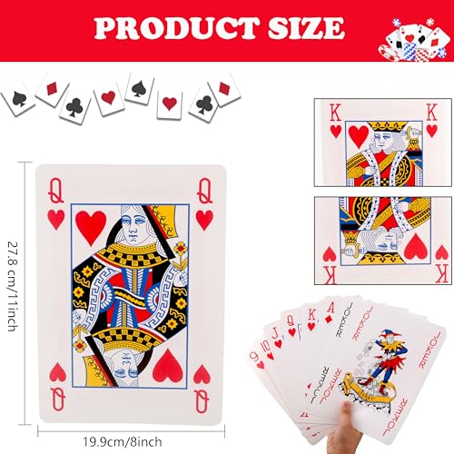 Fahacop 2 Decks of 8 x 11 Inch Jumbo Playing Cards Giant Poker Cards Large Oversized Cards for Kids Adults Seniors Card Game Theme Party Decorations - Image 4