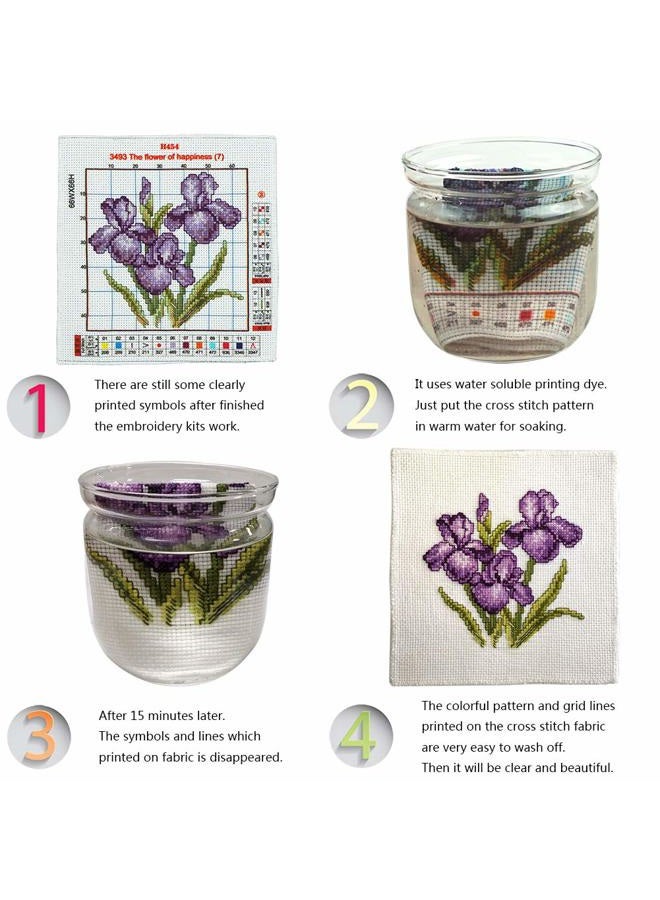ITSTITCH Printed Cross Stitch Kits 11CT 8X8 inch 100% Cotton Holiday Gift DIY Embroidery Starter Kits Easy Patterns Embroidery for Adults Crafts DMC Stamped Cross-Stitch Supplies Needlework Violet Flowers - Image 5