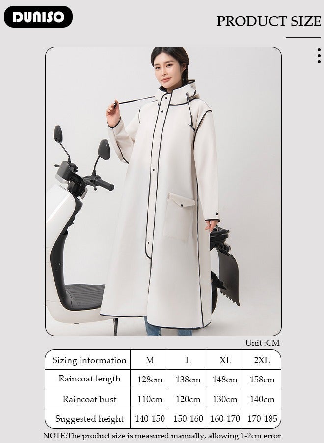 DUNISO Rain Coat, Reusable Rain Ponchos for Adult, Off-white EVA Waterproof Rain Coat, Rain Wear for Adults with Hood and Drawstring, Packable Waterproof Raincoat for Biking Outdoor Working Camping - Image 4
