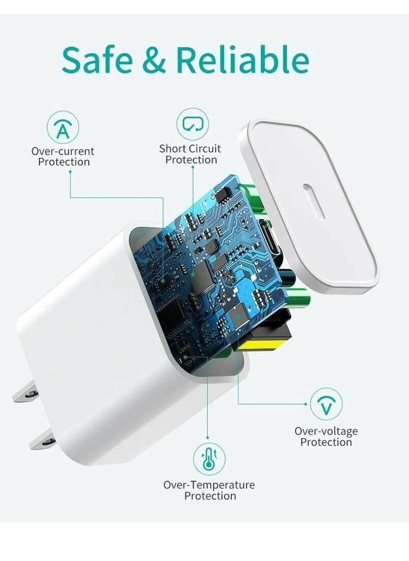 For iPhone 11/12/13 Pro/X/XR Fast Charger 20W PD Cable Cord Power Adapter Type-C