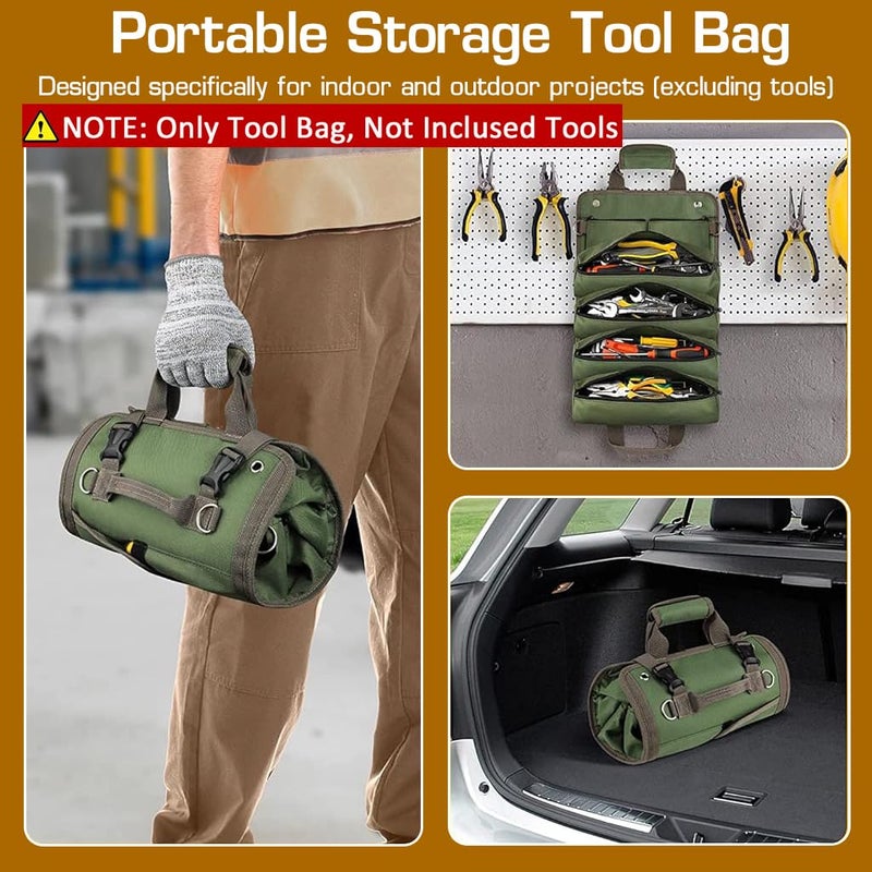 Serplex Tool Bag Tools Storage Bag Portable Roll Up Multi Compartment Tools Bag with Detachable Zipper Pouch Tool Organizer Bag with Handle Tool Bag for Technicians MechanicsNo Tools - Image 3