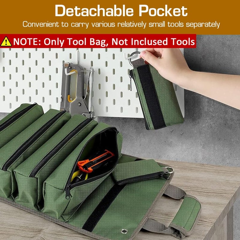Serplex Tool Bag Tools Storage Bag Portable Roll Up Multi Compartment Tools Bag with Detachable Zipper Pouch Tool Organizer Bag with Handle Tool Bag for Technicians MechanicsNo Tools - Image 5