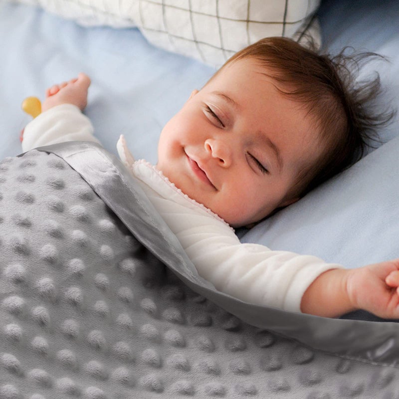 Pro Goleem Grey Baby Soft Minky Dot Blanket with Silky Satin Backing Baby Gifts for Girls and Boys (Gray, 30â€™â€™ x 40â€™â€™) - Image 2