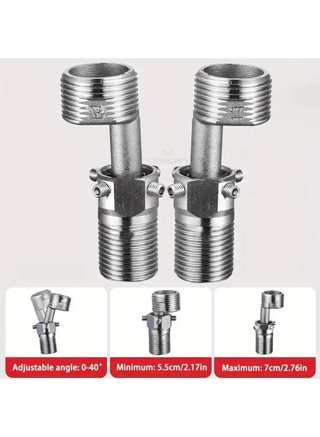 قطعتان من محولات رأس الدش القابلة للتعديل والتمديد بزاوية 360 درجة مقاومة للتآكل مصنوعة من الفولاذ المقاوم للصدأ - Image 2