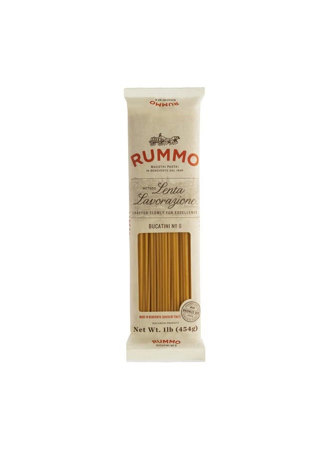 Rummo Bucatini Pasta N.6 - Bucatini Pasta Noodles, Dry Pasta, Durum Wheat Semolina Pasta, Bronze Cut, Imported from Italy - 16 Ounce (Pack of 1) - Image 1
