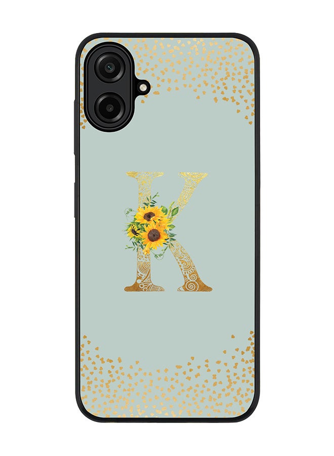 Stylizedd For Samsung Galaxy A07 4G Case,Slim fit Camera Protection, Shockproof Thin Phone cover  - Custom Floral Monogram - K  (Light Grey )