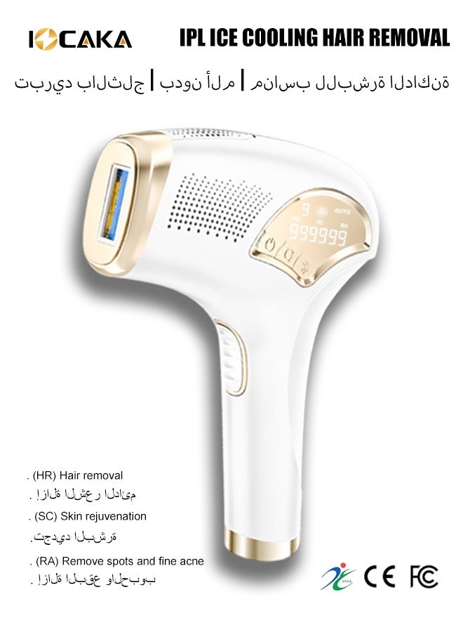 IOCAKA 3-in-1 IPL Ice Cooling Laser Hair Removal Device, 9 Adjustable Energy Levels (6-15J), 999,999 Flashes, Painless Permanent Hair Remover for Dark Skin, Skin Rejuvenation u0026 Spot Removal, SFDA, CE, FCC Approved - Image 1