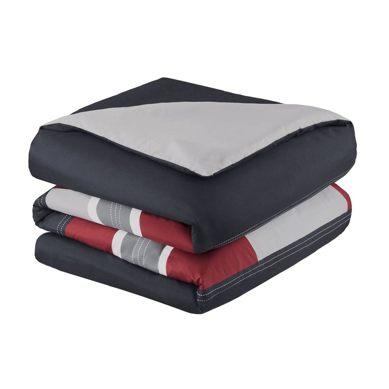 Comfort Spaces Casual Comforter Set Sporty Design, Vibrant Color, Active Lifestyle Boys Bedroom DÃ©cor, All Season Soft Microfiber Bedding Set, Decorative Pillow, Sham Black/Red Twin/Twin XL 3 Piece - Image 4