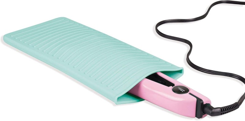 iDesign Silicone HeatResistant Hair Styling Tools Storage and Travel Pouch for Curling Irons Straighteners Wands  Aqua