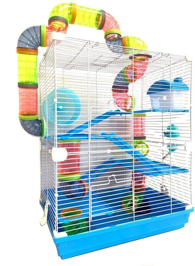 Mcage Large 5-Floors Blue Hamster Mansion Mouse Mice Habitat Gerbil Home Small Animal Critters House Cage Include Full Set of Accessories Expandable and Customizable - Image 1