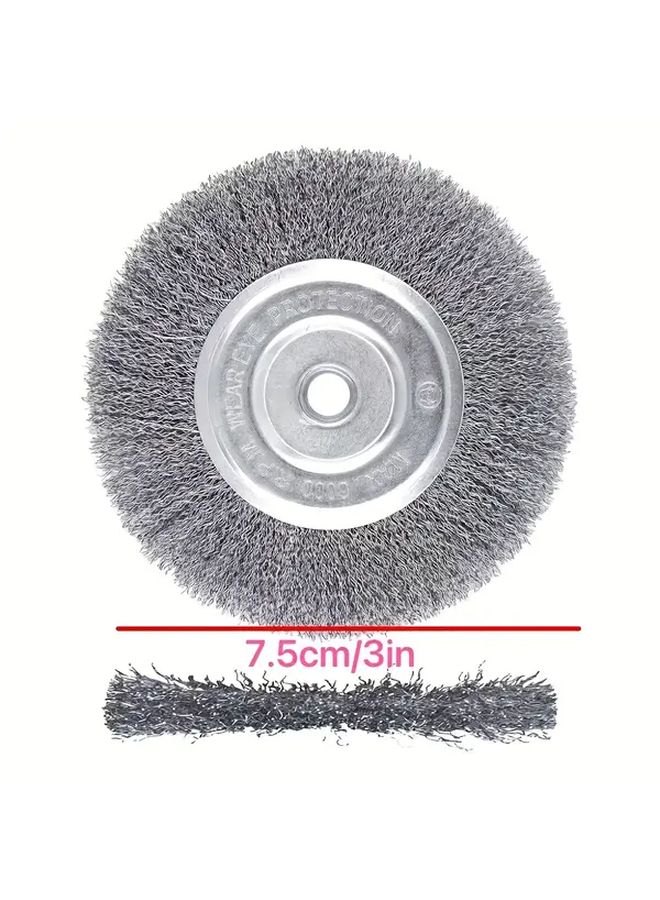 6 Inch Fine Crimped Wire Brush For Bench Grinder 1 2 And 5 8 Arbor Metal Material - Image 3